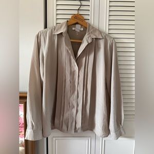 Vintage Tan Blouse with Shoulder Pads
